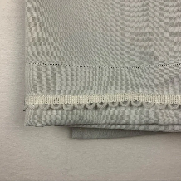 West Elm Gray Blue Curtain Panel Embroidered White Trim - Picture 3 of 5